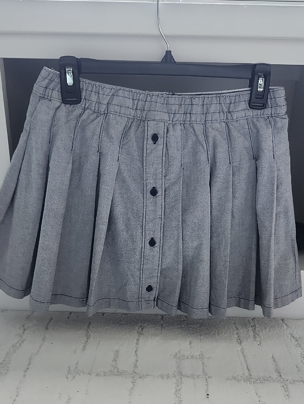 aerie Gray Pleated Button-Front Mini Skirt